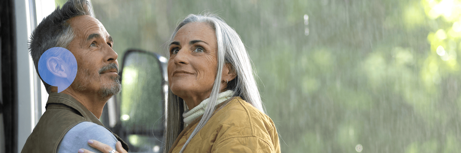 woman in front of carravan