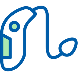 blue green hearing aid icon 