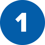 A bold white number '1' is centered in a solid blue circle, with no additional text or context provided.