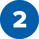 A white number '2' is centered within a blue circular background, with no additional text, objects, or identifiable context related to hearing aids, audiologists, or hearing clinics.