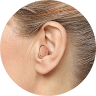 In-the-ear hearing aid fitted in a woman’s ear