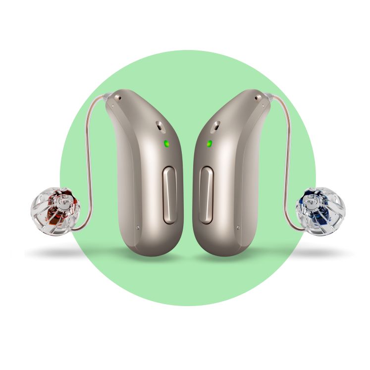 Green_Spot_with_a_pair_of_Oticon_reveal_hearing_aids_in_the_centre