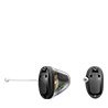 Invisible-in-the-canal hearing aids in black with discreet, ergonomic design for enhanced hearing.
